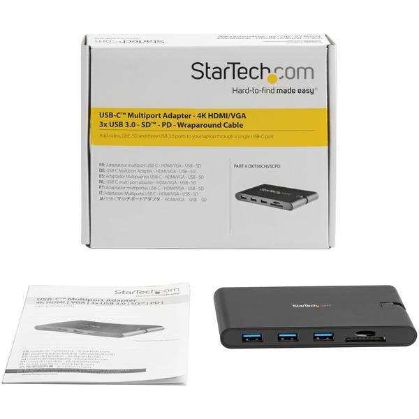 StarTech.com Adaptateur multiport USB-C avec HDMI et VGA - Lecteur SD - Station d'accueil - USB-C - HDMI, VGA - 1GbE
