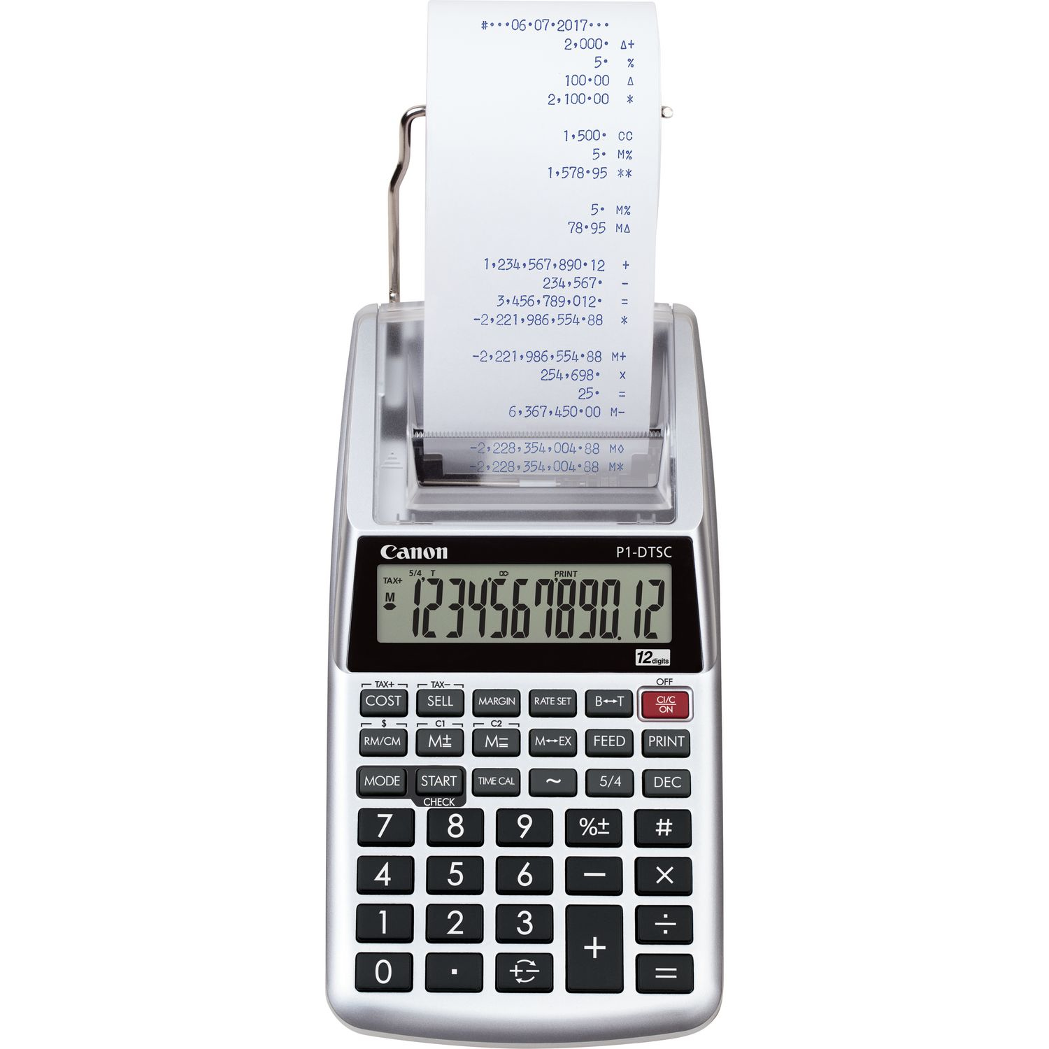 Canon P1-DTSC II - Calculatrice avec imprimante - LCD - 12 chiffres - pile - argent