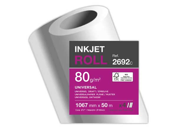 1 Carton de 4 Rouleaux de papier non couché CLAIREFONTAINE  1,067 x 50 m - 80g