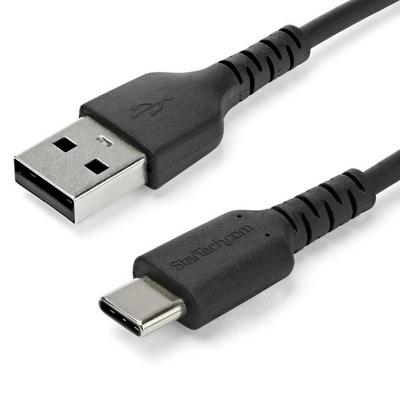 StarTech.com Câble de Chargement 1m USB A vers USB C - Cordon USB 2.0 vers USB-C à Charge/Synchronisation Rapides - Gaine TPE en Fibre Aramide M/M 3A Noir - Samsung S10/iPad Pro/Pixel (RUSB2AC1MB) - Câble USB - USB (M) droit pour 24 pin USB-C (M) droit -
