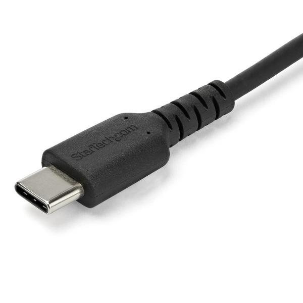 StarTech.com Câble de Chargement 1m USB A vers USB C - Cordon USB 2.0 vers USB-C à Charge/Synchronisation Rapides - Gaine TPE en Fibre Aramide M/M 3A Noir - Samsung S10/iPad Pro/Pixel (RUSB2AC1MB) - Câble USB - USB (M) droit pour 24 pin USB-C (M) droit -
