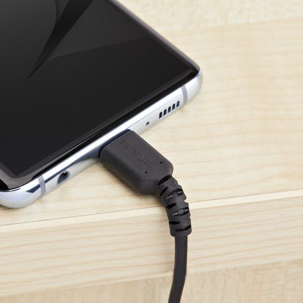 StarTech.com Câble de Chargement 1m USB A vers USB C - Cordon USB 2.0 vers USB-C à Charge/Synchronisation Rapides - Gaine TPE en Fibre Aramide M/M 3A Noir - Samsung S10/iPad Pro/Pixel (RUSB2AC1MB) - Câble USB - USB (M) droit pour 24 pin USB-C (M) droit -