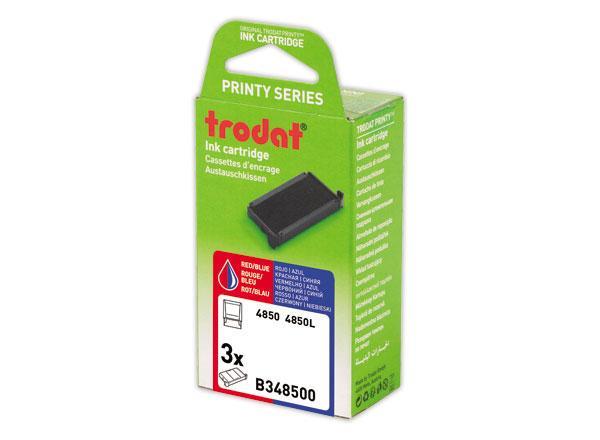 1 Blister de 3 Encriers Trodat 4850 bleu/ rouge