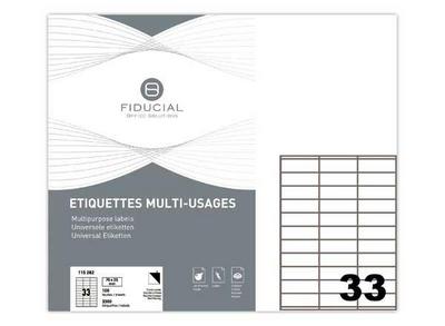 1 Boite de 100 Planches d'étiquettes FIDUCIAL coins carrés 70x25 mm 3300 étiq/boîte
