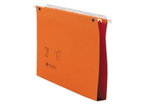 1 Boite de 25 Dossiers suspendus tiroirs FIDUCIAL Coloris - orange - Fond 30 mm