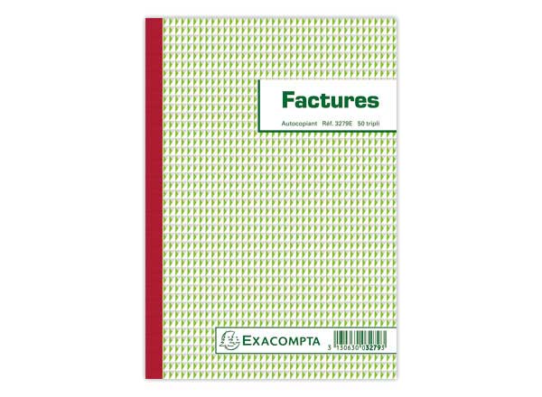 1 Manifold autocopiant Factures mention TVA 21x14,8cm Foliotage 50/3