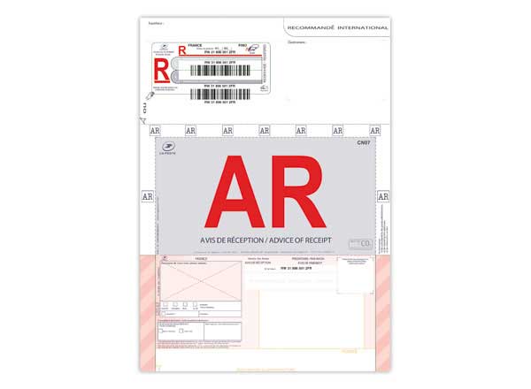 1 Boite de 250 Recommandés avec accusé de réception A4 pour imprimante International