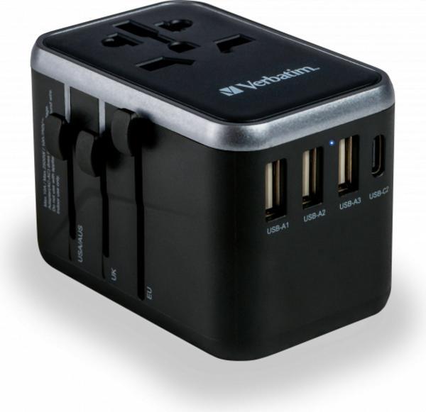 Verbatim UTA-04 - Adaptateur secteur - universel - 61 Watt - 3 A - QC 3.0, PD 3.0 - 5 connecteurs de sortie (2 x USB-C, 3 x USB Type A)