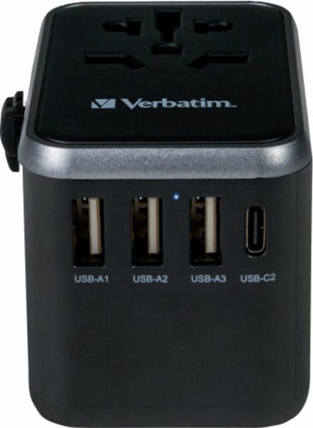 Verbatim UTA-04 - Adaptateur secteur - universel - 61 Watt - 3 A - QC 3.0, PD 3.0 - 5 connecteurs de sortie (2 x USB-C, 3 x USB Type A)