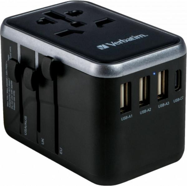 Verbatim UTA-04 - Adaptateur secteur - universel - 61 Watt - 3 A - QC 3.0, PD 3.0 - 5 connecteurs de sortie (2 x USB-C, 3 x USB Type A)