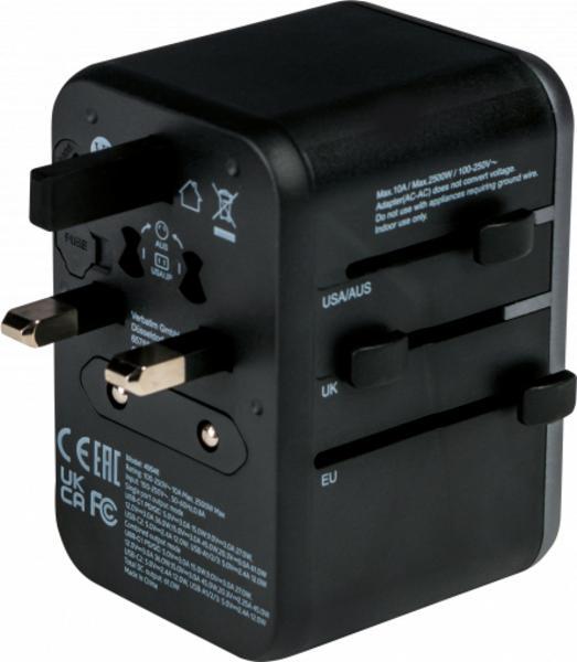 Verbatim UTA-04 - Adaptateur secteur - universel - 61 Watt - 3 A - QC 3.0, PD 3.0 - 5 connecteurs de sortie (2 x USB-C, 3 x USB Type A)