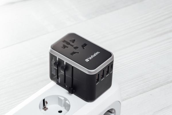 Verbatim UTA-04 - Adaptateur secteur - universel - 61 Watt - 3 A - QC 3.0, PD 3.0 - 5 connecteurs de sortie (2 x USB-C, 3 x USB Type A)