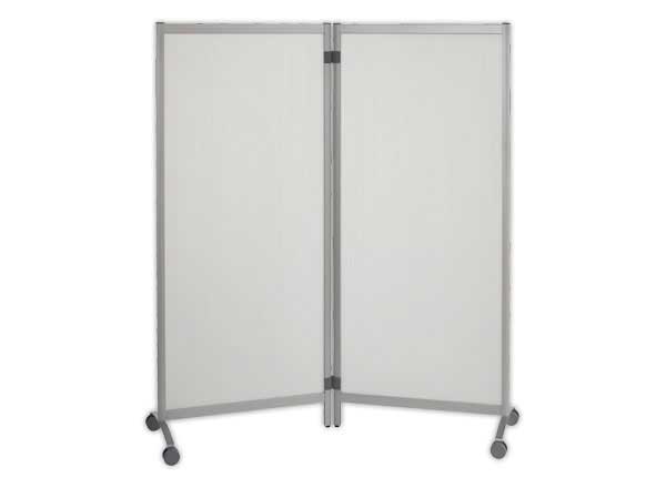 1 Lot de 2 Cloisons mobiles translucides polypropylène bords alu sur roulettes