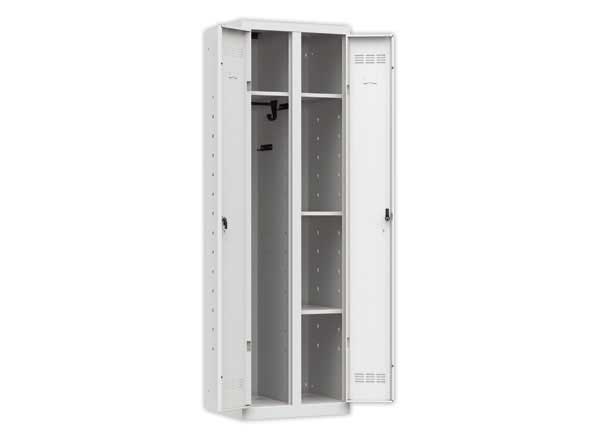 1 Vestiaire multiservices H.198 x L.60cm, penderie et rangement gris