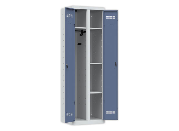 1 Vestiaire multiservices H.198 x L.60cm, penderie et rangement bleu