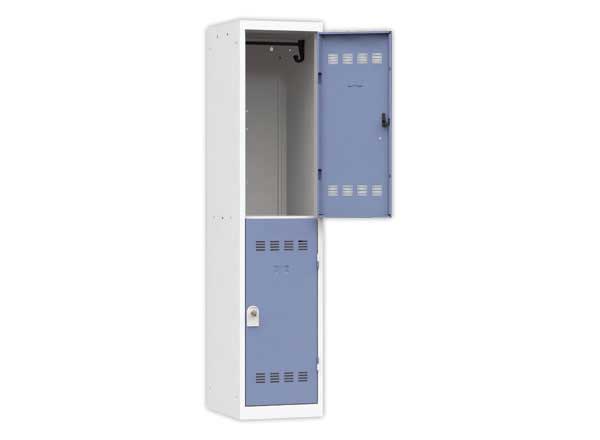1 Vestiaire multicases 1 colonne de 2 cases H.180 x L.40cm gris/bleu