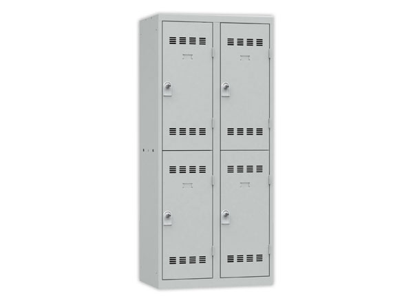 1 Vestiaire multicases 2 colonnes de 2 casesH.180 x L.80cm gris/gris