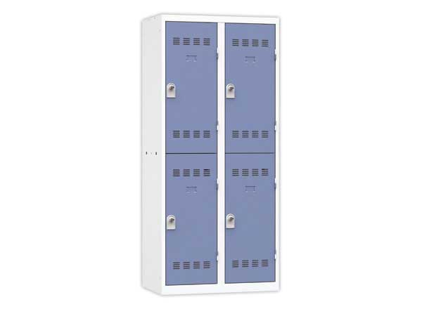 1 Vestiaire multicases 2 colonne de 2 cases H.180 x L.80cm gris/bleu
