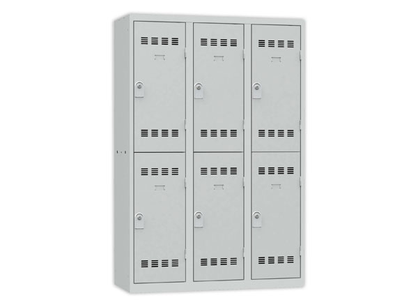 1 Vestiaire multicases 3 col. de 2 casesH.180 x L.120cm gris/gris