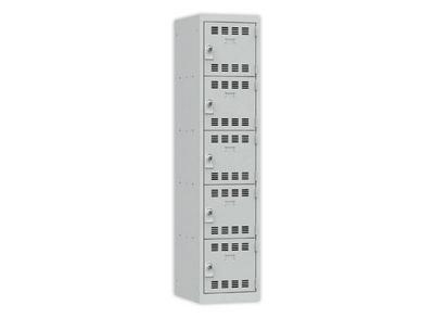 1 Vestiaire multicases 1 colonne de 5 cases H.180 x L.40cm gris/gris