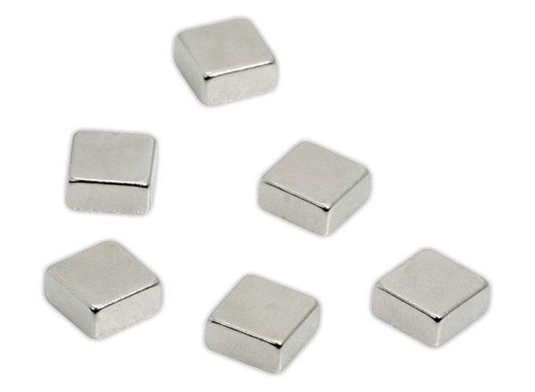 1 Blister de 6 Aimants carrés -  10mm - Aluminium