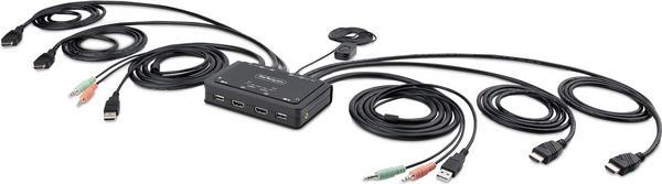 StarTech.com Switch KVM 2 Ports avec Câble HDMI/4K60Hz, Commutateur KVM - Commutateur écran-clavier-souris/audio/USB - compact - 2 x KVM / audio / USB - 1 utilisateur local - de bureau