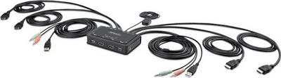 StarTech.com Switch KVM 2 Ports avec Câble HDMI/4K60Hz, Commutateur KVM - Commutateur écran-clavier-souris/audio/USB - compact - 2 x KVM / audio / USB - 1 utilisateur local - de bureau