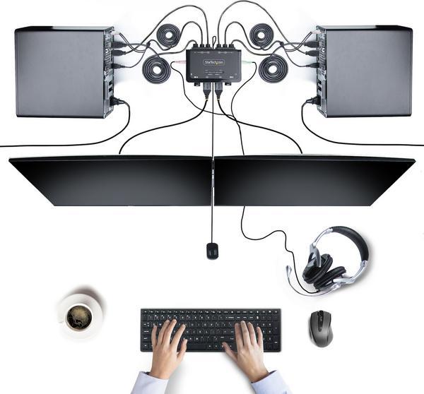 StarTech.com Switch KVM 2 Ports avec Câble HDMI/4K60Hz, Commutateur KVM - Commutateur écran-clavier-souris/audio/USB - compact - 2 x KVM / audio / USB - 1 utilisateur local - de bureau