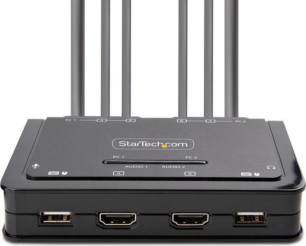 StarTech.com Switch KVM 2 Ports avec Câble HDMI/4K60Hz, Commutateur KVM - Commutateur écran-clavier-souris/audio/USB - compact - 2 x KVM / audio / USB - 1 utilisateur local - de bureau