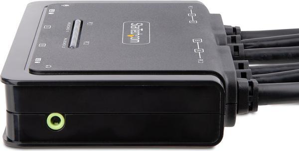 StarTech.com Switch KVM 2 Ports avec Câble HDMI/4K60Hz, Commutateur KVM - Commutateur écran-clavier-souris/audio/USB - compact - 2 x KVM / audio / USB - 1 utilisateur local - de bureau