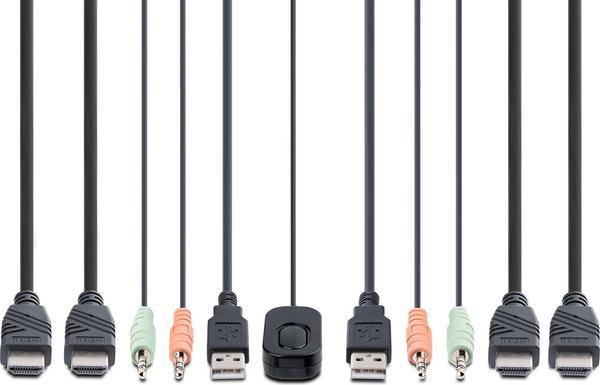 StarTech.com Switch KVM 2 Ports avec Câble HDMI/4K60Hz, Commutateur KVM - Commutateur écran-clavier-souris/audio/USB - compact - 2 x KVM / audio / USB - 1 utilisateur local - de bureau