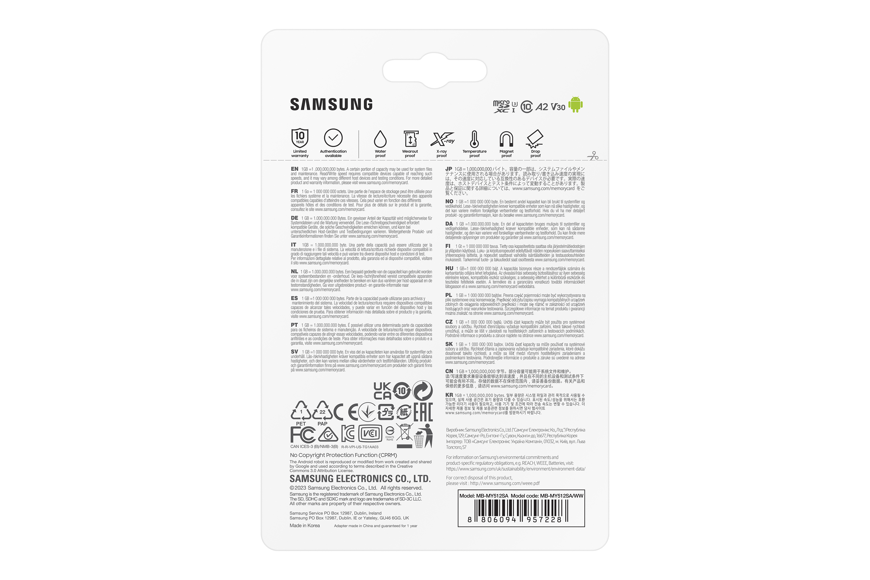 Samsung PRO Ultimate MB-MY512SA - Carte mémoire flash (adaptateur SD inclus(e)) - 512 Go - A2 / Video Class V30 / UHS-I U3 - microSDXC UHS-I - bleu