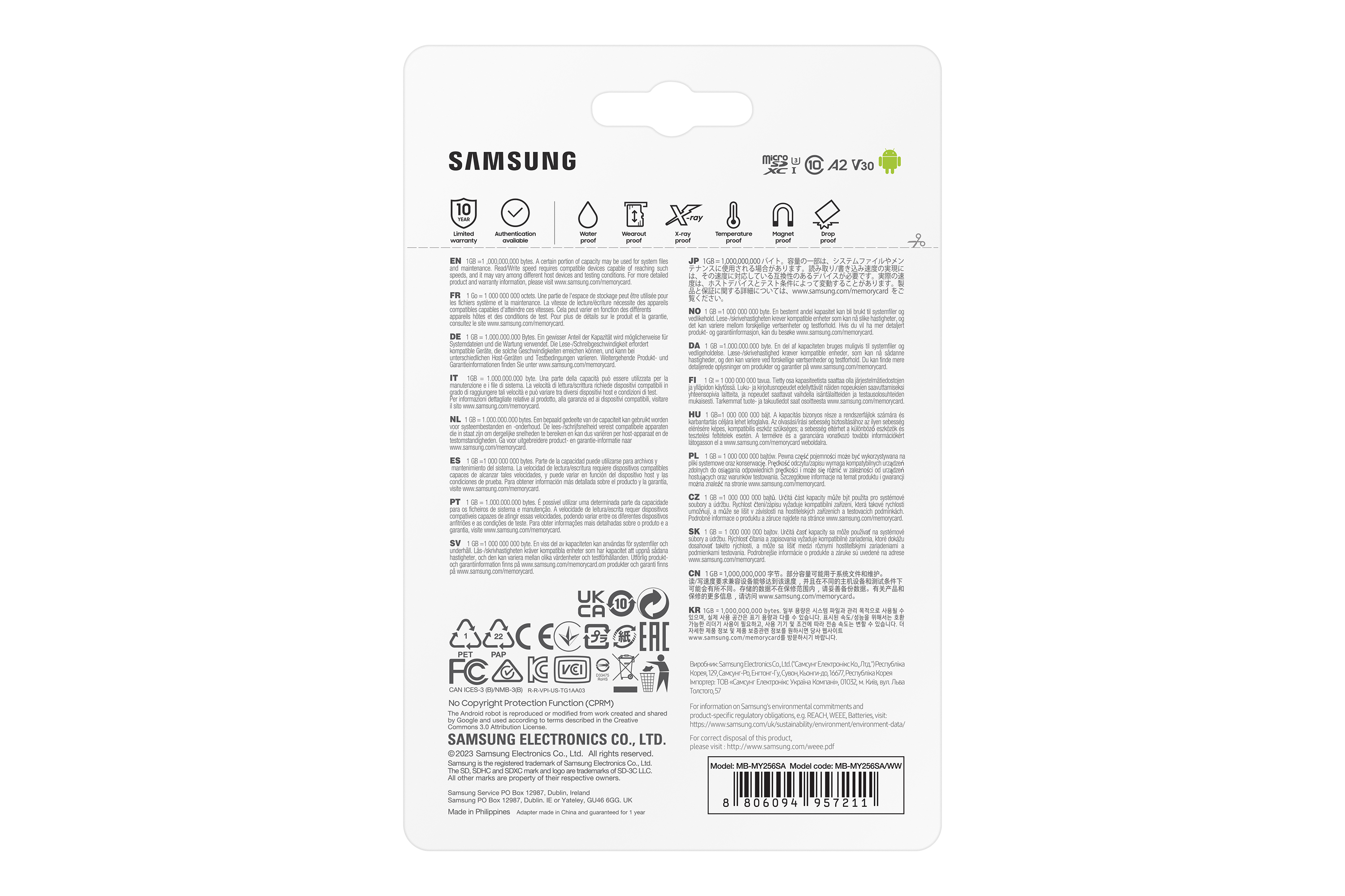 Samsung PRO Ultimate MB-MY256SA - Carte mémoire flash (adaptateur SD inclus(e)) - 256 Go - A2 / Video Class V30 / UHS-I U3 - microSDXC UHS-I - bleu