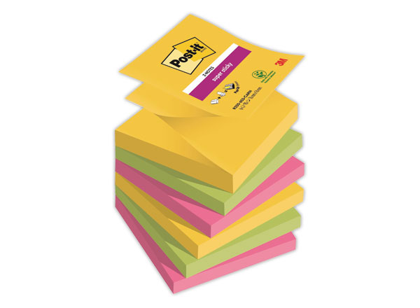 1 Pack de 6 Notes repositionnables ZNotes Super Sticky 76x76 mm CARNIVAL