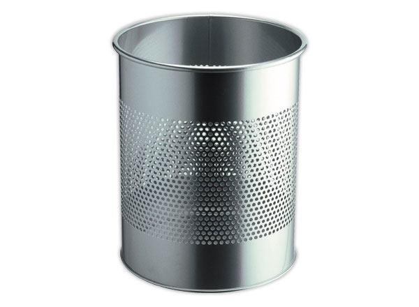 1 Corbeille à papier métal ajourée 15 litre argent