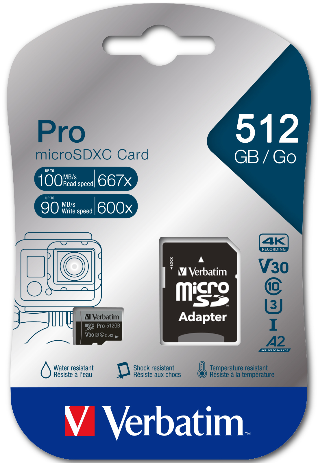 Emportez vos données partout avec la carte mémoire flash Verbatim PRO U3. Dotée d'une capacité généreuse de 512 Go, cette carte microSDXC UHS-I offre une solution de stockage fiable et performante pour vos appareils mobiles, appareils photo, caméras vidéo