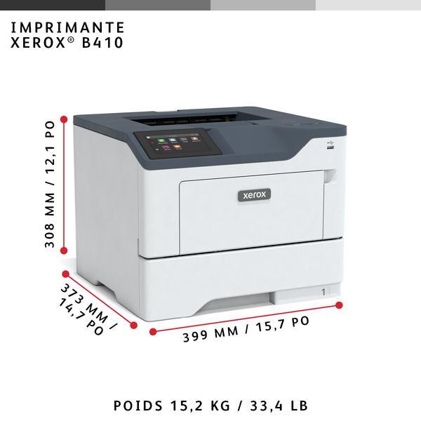 Xerox B410V_DN - Imprimante - Noir et blanc - Recto-verso - laser - A4/Legal - 1200 x 1200 ppp - jusqu'à 47 ppm - capacité : 650 feuilles - USB 2.0, Gigabit LAN, hôte USB 2.0 - programme de retours Green World Alliance