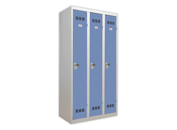 1 Vestiaire industrie propre 3 colonnes H.180 x L.90 cm Gris Bleu