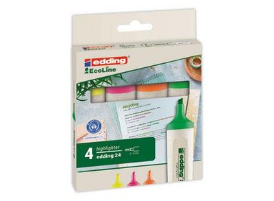 1 Etui de 4 Surligneurs EDDING pointe large - ECOLINE E24 - Assortis