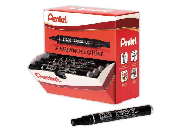 1 Pack de 36 Marqueurs encre indélébile PENTEL N50 -Pointe ogive - Noir