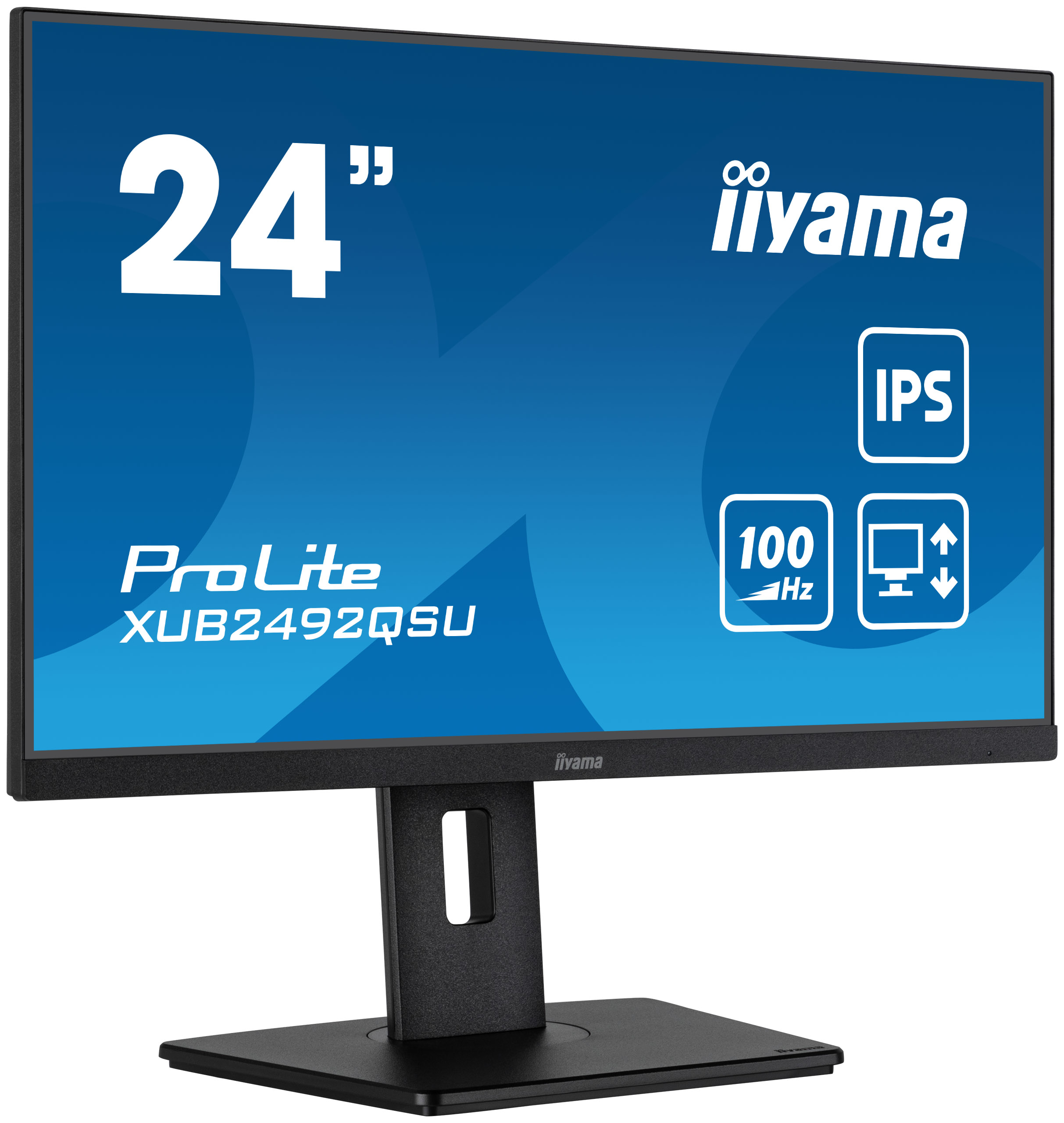 iiyama ProLite XUB2492QSU-B1 - Écran LED - 24" (23.8" visualisable) - 2560 x 1440 WQHD @ 100 Hz - IPS - 300 cd/m² - 1000:1 - 0.5 ms - HDMI, DisplayPort - haut-parleurs - noir, mat