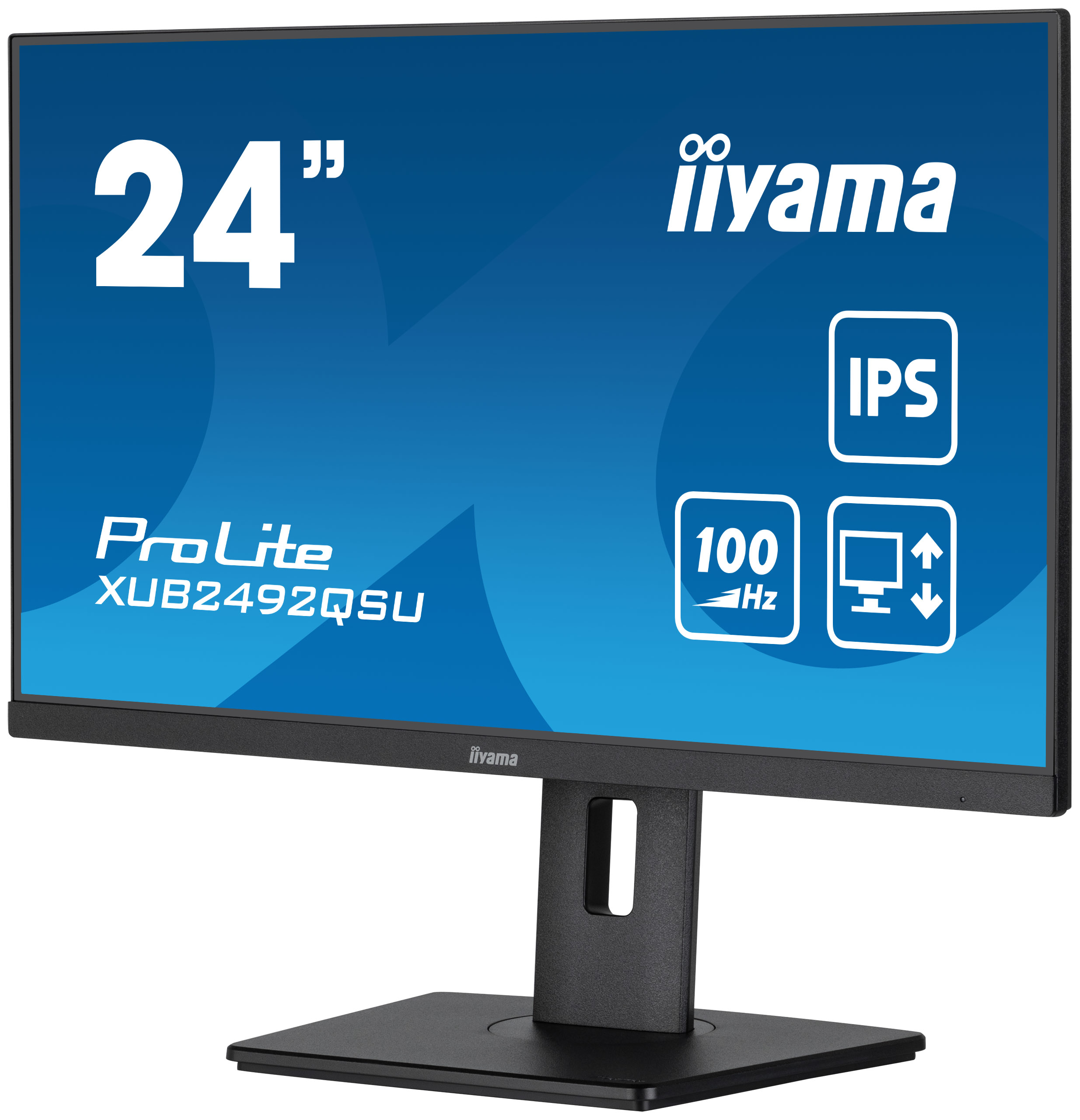 iiyama ProLite XUB2492QSU-B1 - Écran LED - 24" (23.8" visualisable) - 2560 x 1440 WQHD @ 100 Hz - IPS - 300 cd/m² - 1000:1 - 0.5 ms - HDMI, DisplayPort - haut-parleurs - noir, mat