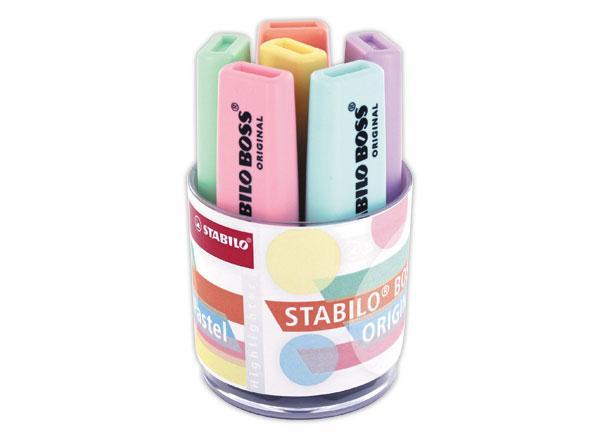 1 Lot de 6 Surligneurs STABILO Boss Original pastel (en pot) - coloris assortis