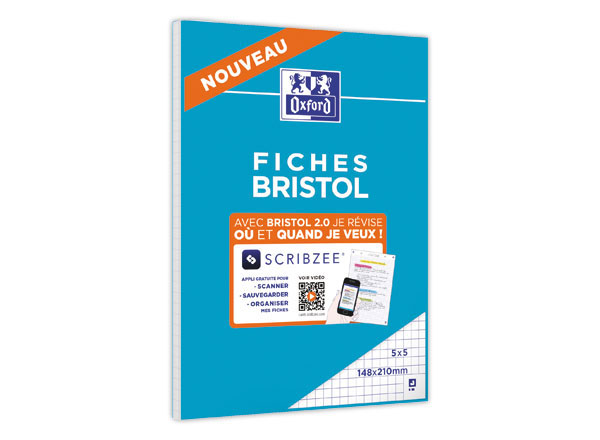 1 Bloc de 30 feuilles de fiches bristol blanches 5x5 A5