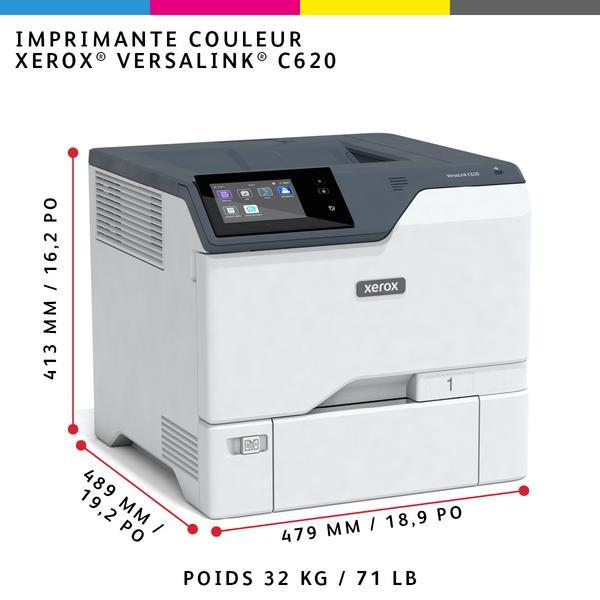 Xerox VersaLink C620V_DN - Imprimante - couleur - Recto-verso - laser - A4/Legal - 1200 x 1200 ppp - jusqu'à 50 ppm (mono) / jusqu'à 50 ppm (couleur) - capacité : 650 feuilles - Gigabit LAN, USB 2.0, NFC, hôte USB - programme de retours Green World Allian
