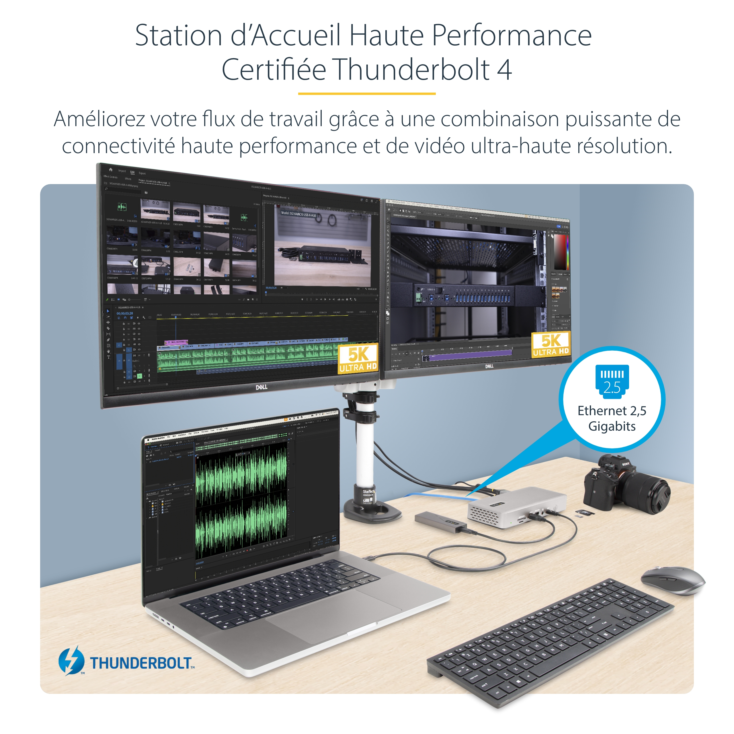 StarTech.com Dock Thunderbolt 4 pour Écrans Multiples, 2x HDMI/2x DP, USB - Station d'accueil - Thunderbolt 4 - 2 x DP, 2 x HDMI - 1GbE - 180 Watt