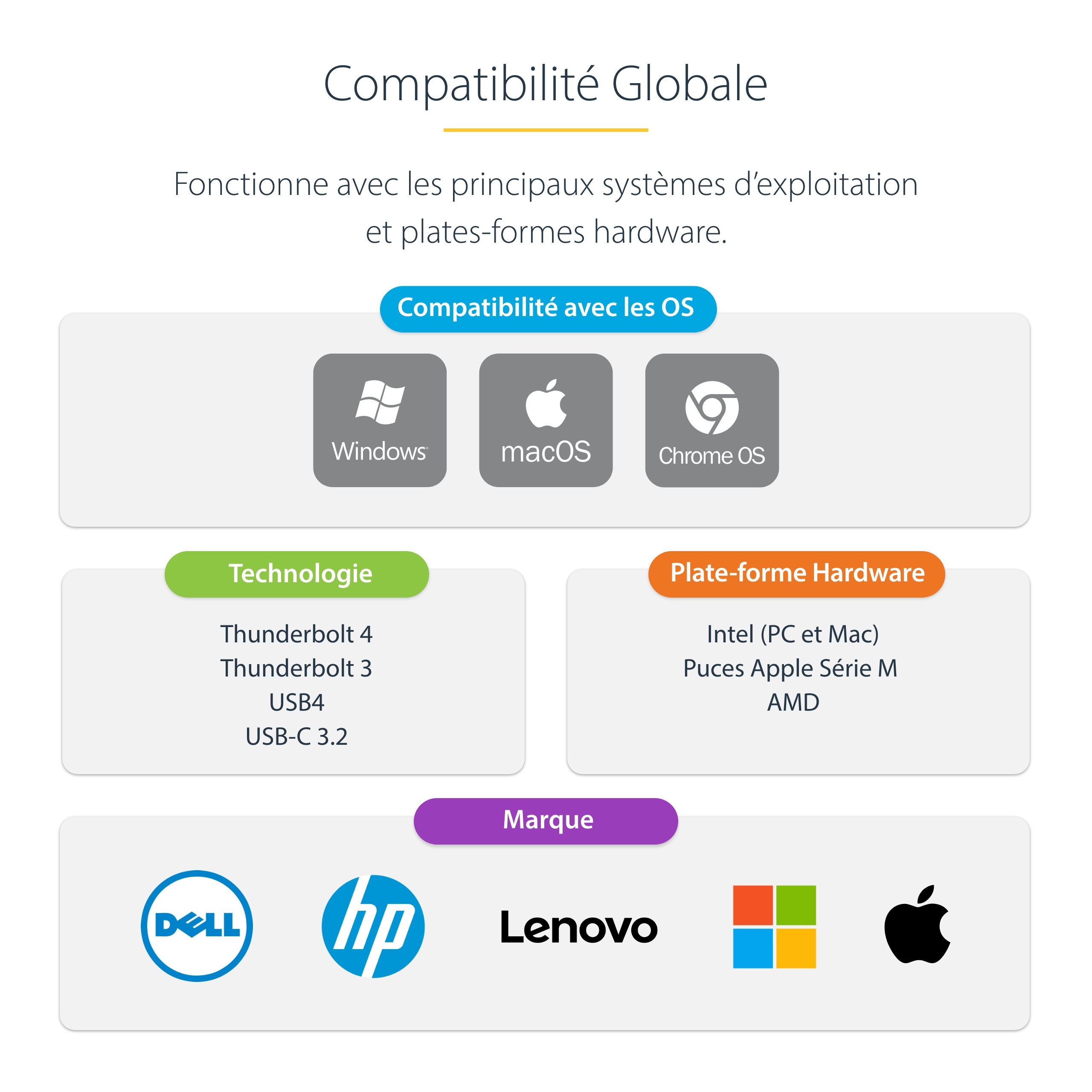 StarTech.com Dock Thunderbolt 4 pour Écrans Multiples, 2x HDMI/2x DP, USB - Station d'accueil - Thunderbolt 4 - 2 x DP, 2 x HDMI - 1GbE - 180 Watt