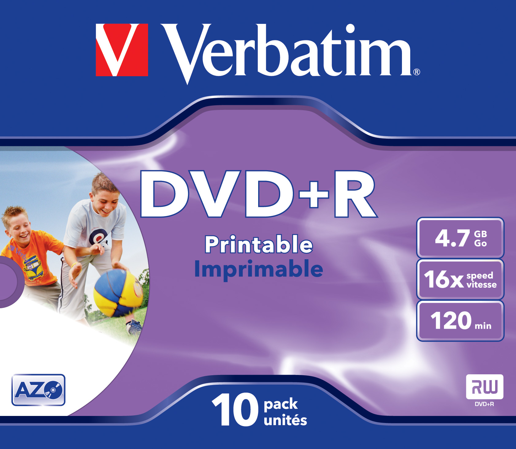 Verbatim datalifeplus - 10 x dvd+r 4.7 go 16x - surface imprimable par jet d`encre - boîtier cd - support de stockage