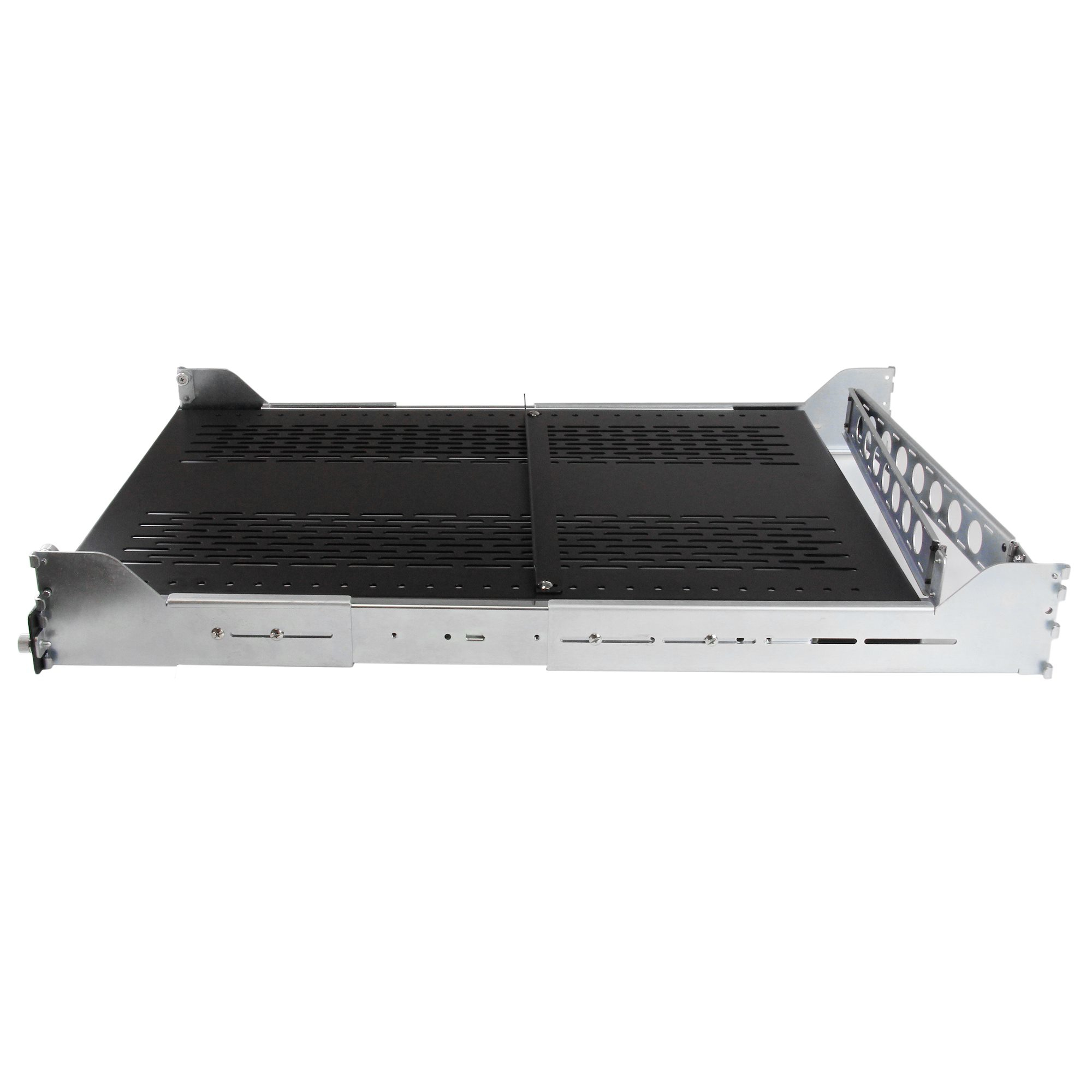 StarTech.com Étagère coulissante ventilée 2U pour rack de serveur avec bras de gestion de câbles  - Profondeur ajustable - 56,7kg - Étagère pour rack - noir - 2U - pour P/N: RK1233BKM, RK2433BKM, RK2537BKM, RK3236BKF, RK4236BKB, RK4242BK24, RK4242BK30