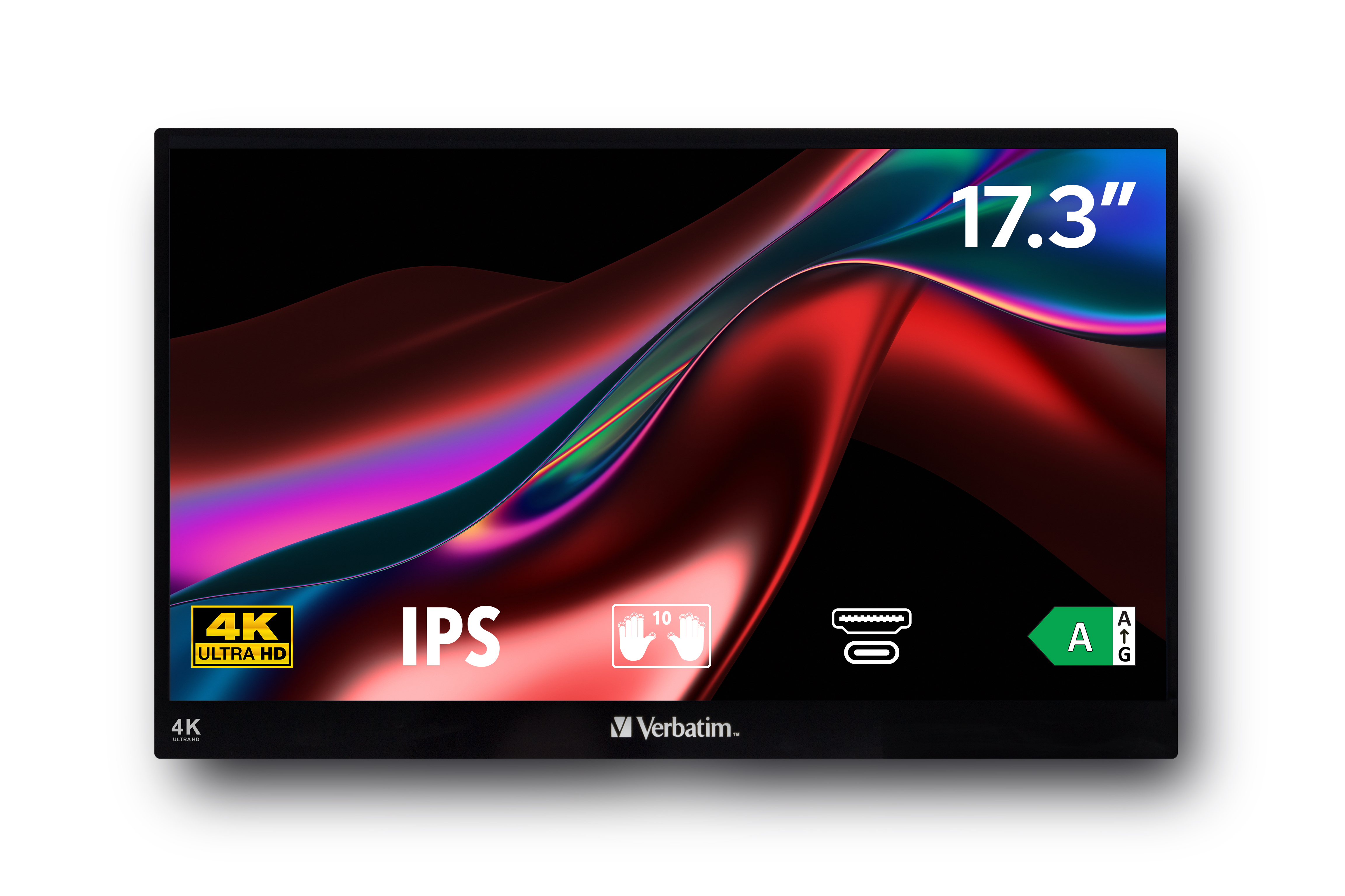 Verbatim PMT-17-4K - Écran LCD - 17.3" - portable - écran tactile - 3840 x 2160 4K - IPS - 400 cd/m² - 1200:1 - 6 ms - HDMI, 2xUSB-C
